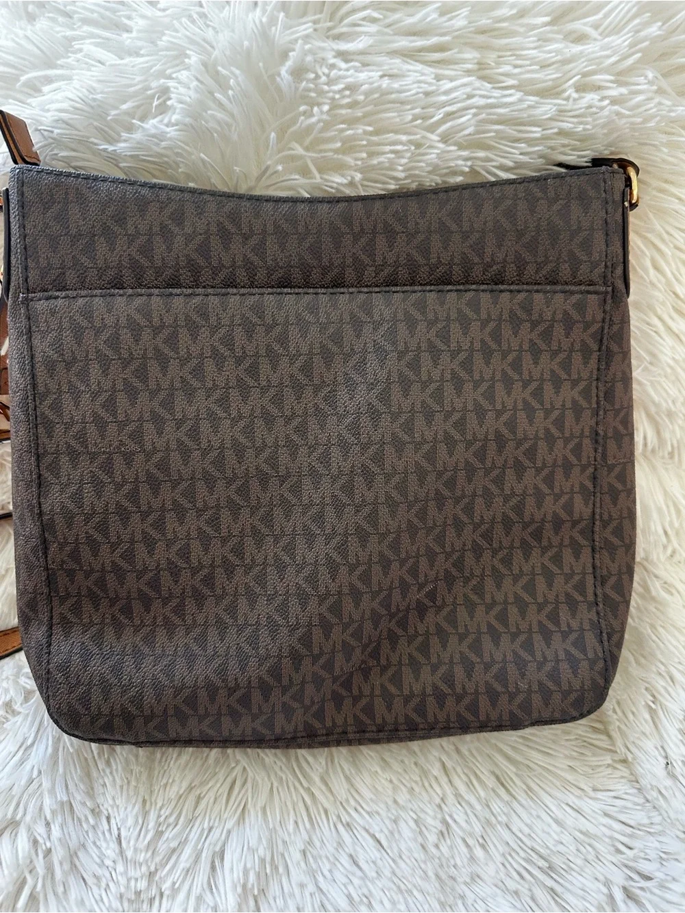 Michael Kors Jet Set Brown MK Signature Coated Canvas Crossbody Messenger Bag